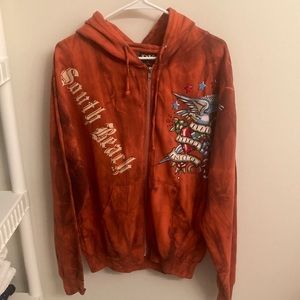 DK orange sweatshirt similar in likeness to Ed Hardy Sz L